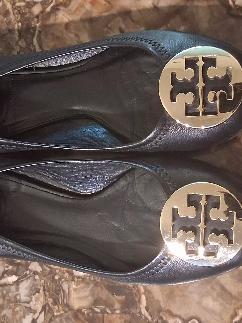 Tory Burch Black Reva Logo Ballet Flats - Picture 2 of 5